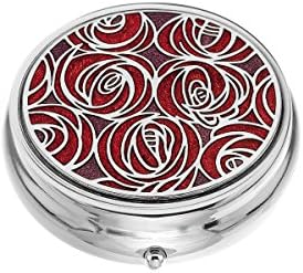 Large Pill Box - 3 Compartment - Rennie Mackintosh Cluster of Roses Design - Fuchsia / Purple - 5cm