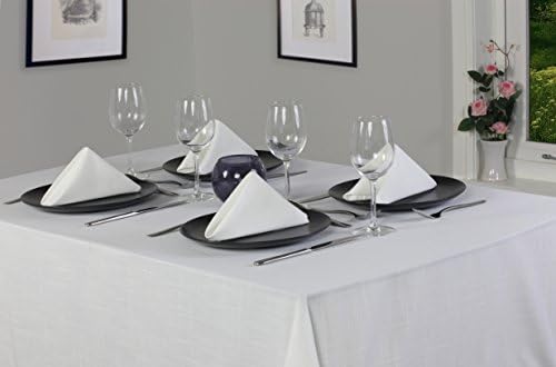 Essentials Collection Cream Plain Polyester 70in x 108in (178cm x 274cm) Tablecloth And 8 Napkin Package Set. Oblong (Rectanglular) Tablecloth. Ideal For Christmas. Ideal For 6-8 Place Settings. All Sizes Approximate