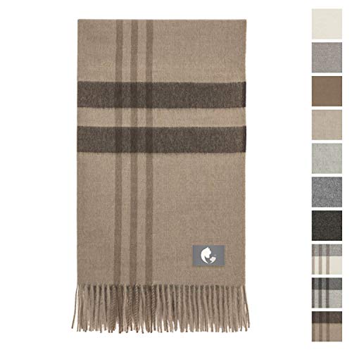 HANSA-FARM Morbida Coperta di 100% Alpaca (Baby) in 10 Colori - Lana Alpaca (Morbida e AntiGraffio) 200 x 130 cm - Plaid copriletto/Coperta di Lana certificata Öko Tex 100 Marrone quadrettato