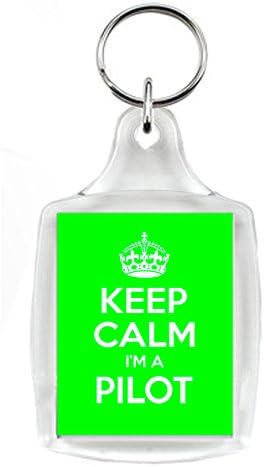 KEEP CALM I'M A PILOT Green Keyring , a unique gift for any flying ace!
