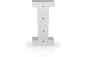 K AKTUAL Letra I en Madera Blanca Iluminada con 4 Luces LED - Decoración e Iluminación de Escaparates o Espacios - Ideal para Apoyar o Colgar - Funciona con Pilas AAA - Altura 15 cm - Aktual