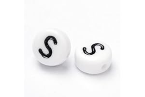 Handicraft Emporium Perline rotonde piatte in acrilico con lettere dell'alfabeto, 10 g, S