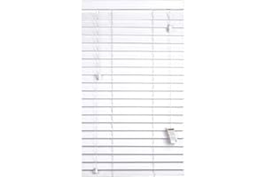 Home In Style 4U Faux Wood Blinds Window Venetian Blinds Easy Fit Child Safe String Trimmable Wooden Blinds-50mm Slats with Aluminium Headrail (White, 120X150)