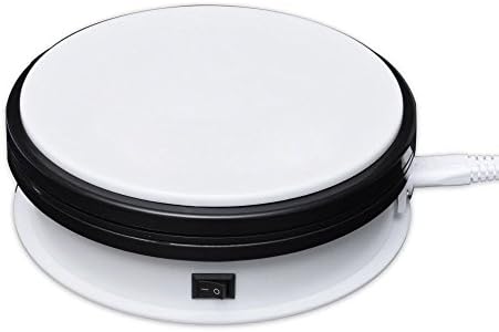 Naconic White Electric Motorized Rotating Turntable Display Stand for Electrical Product Display, 15cm Diameter, 20kg Loading for Display