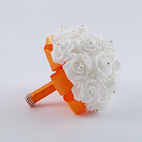 DYF Bride Simulation Diamond Holding flowers in hand Wedding Decoration,Orange