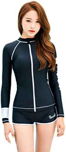 HL Long - Sleeved Swimsuit Women 'S Split Angle Sunscreen Sports Suits Diving Suit Swimwear , Black , M,black,m