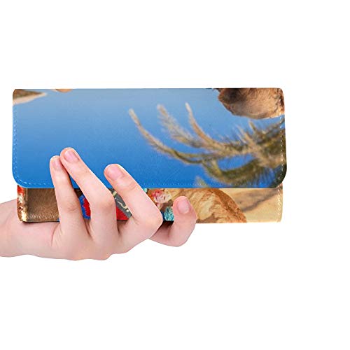 Preisvergleich Produktbild Einzigartige benutzerdefinierte Kamel Schatten auf Strand Hurghada Frauen Trifold Wallet Lange Geldbörse Kreditkarteninhaber Fall Handtasche