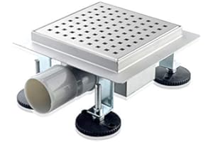 S SIENOC Desagüe de ducha de acero inoxidable (Cuadrado, 15x15cm,Plata), Desagüe sifón para Suelo y Ducha