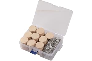 WANGCL Discos Redondos de Madera de 100 Uds. con Llavero, Etiquetas de Madera con recordatorio de Agujeros, Calendario de Registro, astillas de Madera, Bricolaje, Mejora del hogar