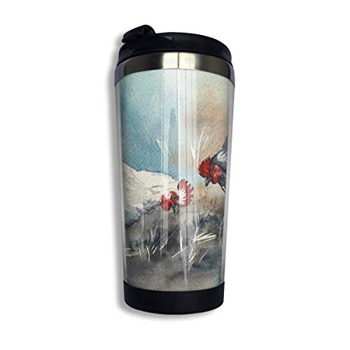 HOJJP Stainless Steel Thermal Insulation Water Bottles Chicken Pattern Travel Mug Non-Leaking Sports Kettle for Outdoor Running Camping Gym(400ml/13.5oz)