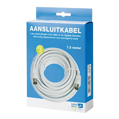 INEC IEC - IEC, 7.5 m - Cable coaxial (7.5 m, IEC, IEC, Derecho, Derecho, 7,5 m, Blanco)