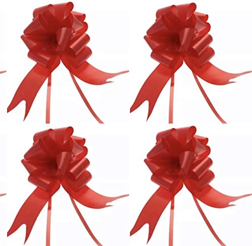 Large Red Pull Bows for Cellophane Florist Hamper Wrap (4 Red Pull Bows)