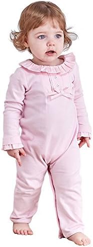 JuneBloom New Born Baby Girl Romper Jumpsuit Falbala Bowknot Long Sleeve Bodysuit Outfits