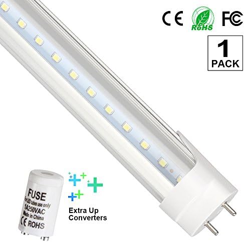 1Pack 4ft/120cm Led Tube Lights,T8 Led Tube Integrated Fixture 18W 180 Degrees Beam Angle 1500LM Fluorescent Tube Replacement for HOME and COMMERCIAL 6500K (Daylight)