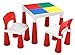 Produktbild LibertyHouseToys 598 2 in 1 Building Block Tisch/Stühlen, Plastik, rot/weiß, 50,8 x 50,8 x 45,5 cm