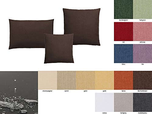 Kissenhülle Kissenbezug Fleckschutz Lotus Effekt Garten Leinenoptik abwaschbar in 3 Größen und 15 Farben im 2er Set Farbe: braun 50x50cm