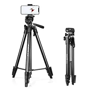 POLAMFOTO Study Tripod for Live Stream 134cm/52.75in Compact Tripod with Phone Holder for Digital Camera