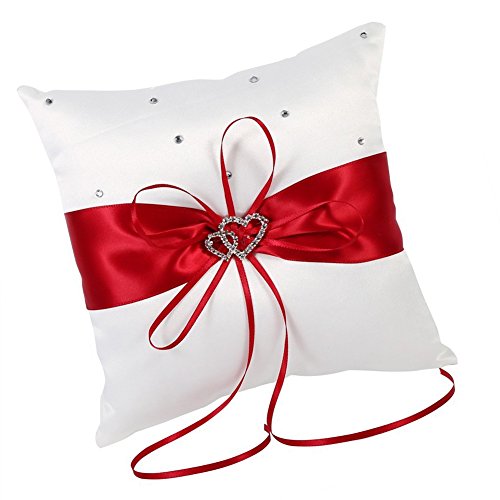 Hosaire Hochzeit Ringkissen Mode Bowknot Form Polyester Ringe Schmuck Kissen Hochzeits Ring Dekoration Box,Rote