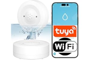 Sone Smart One WLAN Water Detector Floor - Water Alarm Sensor with TUYA - Leakage Detector Water Monitor USB - Compact Water Warner Battery Operated - IP55 - 30-180s Alarm Water Sensor