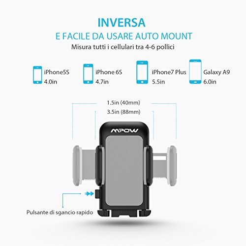 Porta Auto Mpow Porta Cellulare Auto Universale Lungo Braccio Parabrezza Cruscotto del Supporto Cellulare di Montaggio Auto con Facile Tocco e Base Antiscivolo per 4.0-6.0 Pollici Smartphones