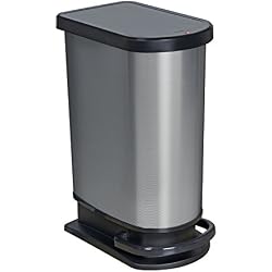 Sundis 161001 Poubelle de Cuisine à pedale avec feremeture silencieuse, patins antidérapant et décor IML, Polypropylène, Carbone, 50L