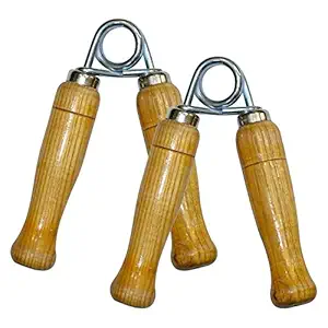 Body Maxx Wood Hand Grip Set, Pack of 2 (Brown)
