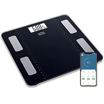 Sansui Smart Bluetooth Body Fat Analyser, Body Composition Weighing Scale, 180 kg (Black)