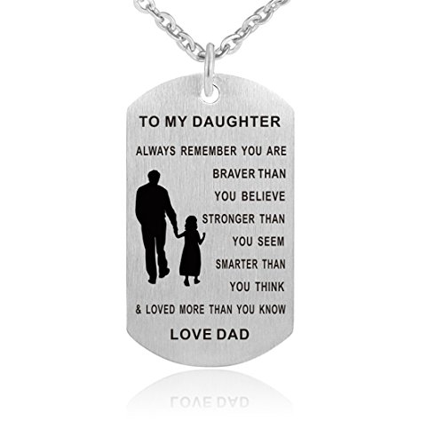 Inspirierende Halskette aus Edelstahl – Erkennungsmarke mit Aufschrift ‚Always Remember You Are Braver‘ – Geburtstagsgeschenk für Tochter und Sohn