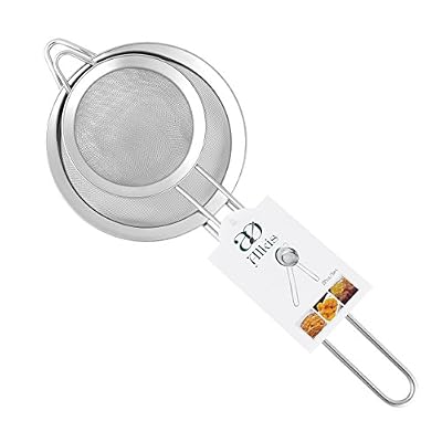 Alkis Premium Lot de 2 Maille fine en acier inoxydable Strainer- Tamis pour thé café Riz de quinoa et yaourt. Idéal pour cuisine. Passe au lave-vaisselle.