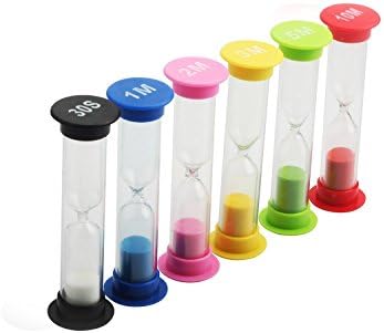 Haberi Sand Timer 6pcs Colorful Sandglass Hourglass Sand Clock 30sec / 1min / 2mins / 3mins / 5mins / 10mins for Kids, Kitchen, Games, Cooking