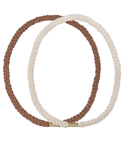 SIX „Festival“ 2er Set geflochtene Haarbänder, Haarschmuck in Creme-Weiß und Hellbraun (252-940) - 2