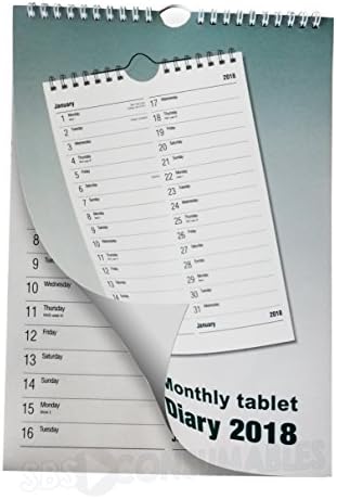 2018 A4 Monthly Tablet Calendar. 1 Month To View Wall Hanging Office Planner. A4TAB