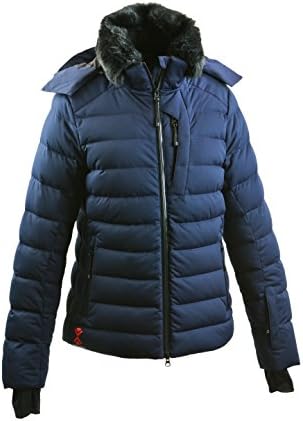 TEFANESO Womens Down Jacket Waterproof Windproof Ladies Lightweight Down Coat Winter Ski Snowboard Sport Warm Goose Puffer Padded With Faux Fur Hood - Swiss Designed and Styled Down Jacket for Women (Navy, S)