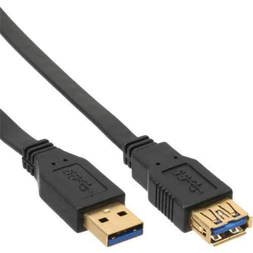 InLine 35615F USB A Stecker USB 3.0 Verlängerung Flachkabel (1,5m) schwarz