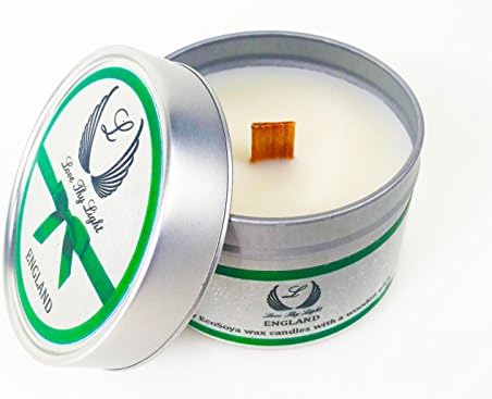 Love thy Light scented candles, Country Fireside, Small Tin Soy Candle with a wood wick - 100g