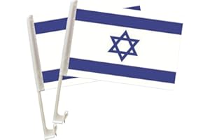 TZCIN Israel Car Flag, 45 x 30 cm, Pack of 2