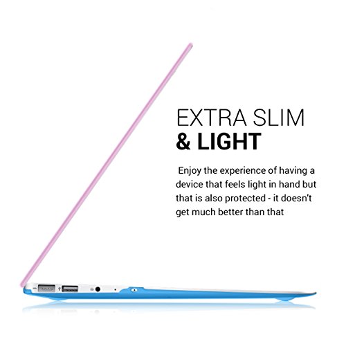 kwmobile Crystal Hülle für Apple MacBook Air 13″ (ab Mitte 2011) Hard Case – dünne durchsichtige transparente Schutzhülle Cover Tasche Zwei Farben Design Pink Blau Transparent - 3