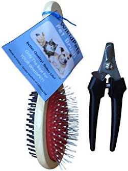 WikidPets Grooming Set, Double Sided Brush &amp; Black Nail Clippers, Scissors, Pack of 2, Ideal For Dogs, Cats, Rabbits, Perfect For Any Pet