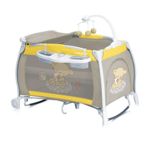 LORELLI PLAYYARD I'LOUNGE 2 LAYER ROCKER YELLOW&GREY BEAR pram buggy pushchair