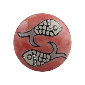 IndianShelf Handmade Ceramic Fish Kid Flat Dresser Knobs Drawer Cabinet Door Kitchen Wardrobe Pulls Handles (4.44 cm, Peach, 2 Piece)