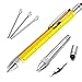 Produktbild Multifunktions Kugelschreiber Stift mit Lineal, Wasserwaage, Kugelschreiber, Stylus, Flachkopf und Kreuzschlitzschraubendreher, mit 4 Ersatzminen, 6 in 1Stift Multifunktionswerkzeug-Set Gelb