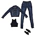 Produktbild Baoblaze 1/6 Jeansjacke + Weste+ Jeans + Hohe Absätze Schuhe für 12 Zoll Weibliche Action Figur, Puppenkleidung