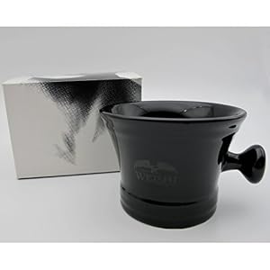 WEISHI Black Shaving Soap Bowl with Handle, Mug for Shave Soap and Cream - Image 4