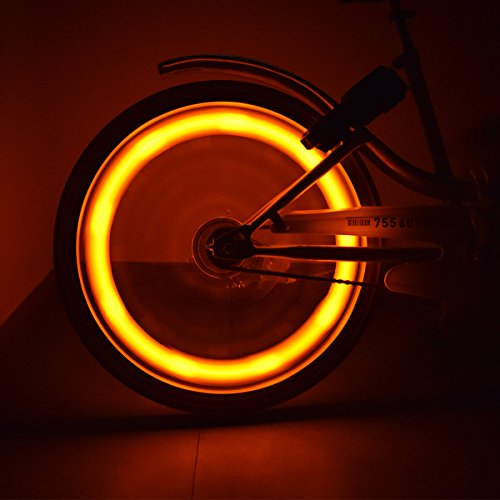 Riao-Tech 4er Set Gelb Fahrrad Speichenlicht Lichter LED Speichenrefelktoren, 3 Leuchtmodi - 5