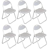 Chaise pliante rembourrée - pour le bureau - entièrement blanche - lot de 6