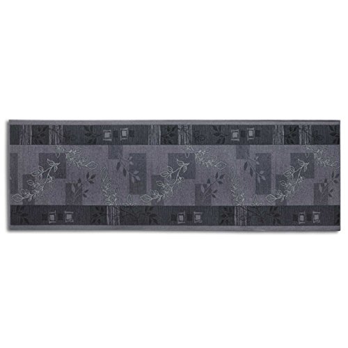 Teppich Läufer grau mit Pflanzenmusterung | Qualitätsprodukt aus Deutschland | GUT Siegel | kombinierbar mit Stufenmatten | 3 Breiten und 27 Längen (80 x 175cm) - 4