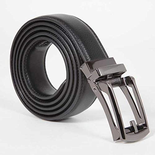 Adjustable Men's Leather Ratchet Belt | Adjusts in quarter inch increments | Finished with quick release slide on/slide off silver-tone metal buckle | Fits from 28" to 48" | Available in Black/Brown