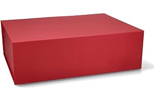 ideas in boxes Premium Gift Box with Lid, Foldable, Gift Box, Magnetic Box, Gift Packaging for Christmas and Birthday, Magnetic Folding Box, Matte Red, 44 x 30 x 12 cm