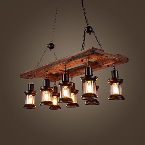 Pendant chandelier Vintage Pendant Light Industrial Style Wooden Pendant Light Solid Wood 8 Head Restaurant Bar Ceiling Fixture