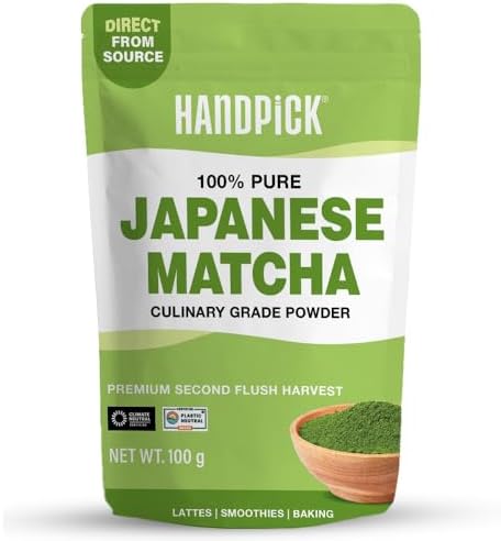 HANDPICK Tè Verde Matcha (100g/100 tazze) 100% Puro Tè in Polvere Matcha -Direttamente da Shizuoka, Giappone